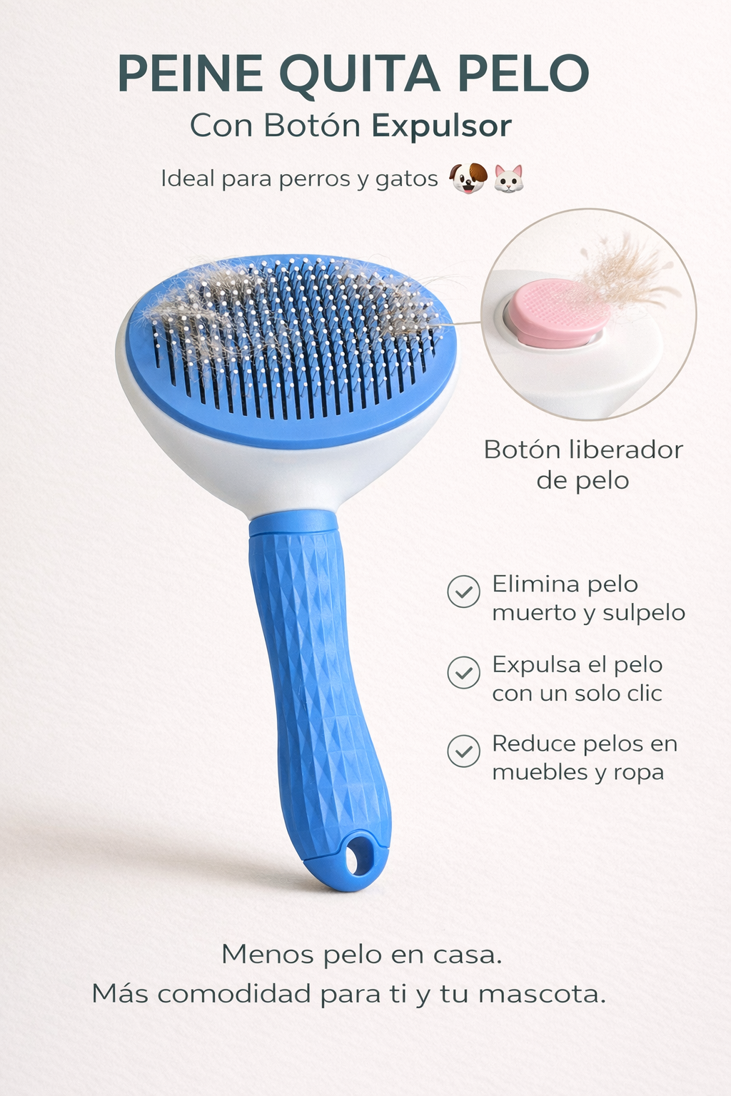 Peine Quita Pelo Con Boton Expulsor